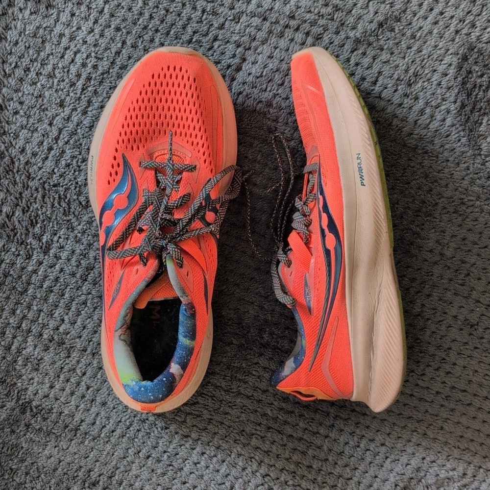 Saucony Ride 15 Orange Athletic Running Shoes Size 9